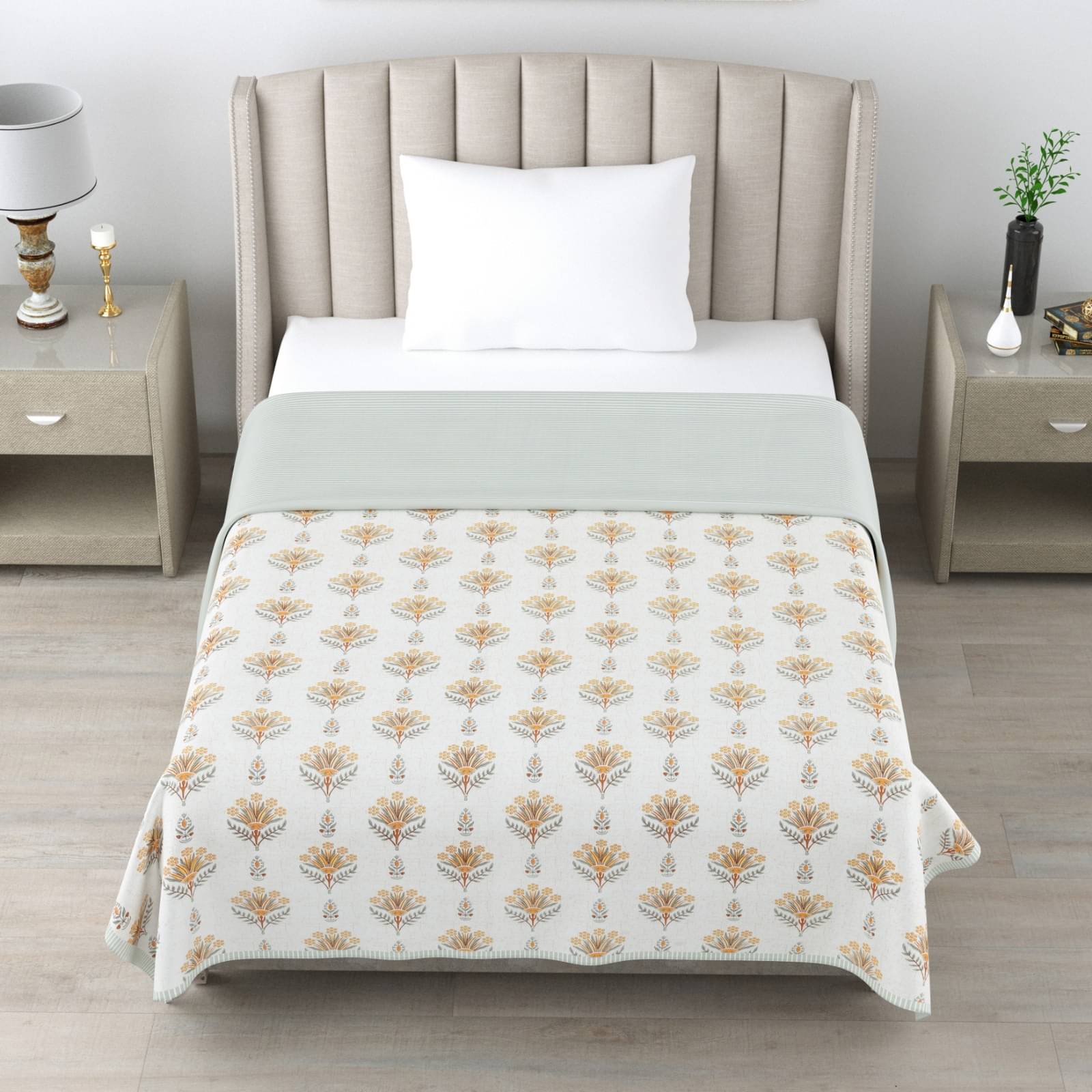 Shubastik Cotton Printed Single Bed Dohar - Green ( )     			Shubastik Cotton Printed Single Bed Dohar - Green ( )