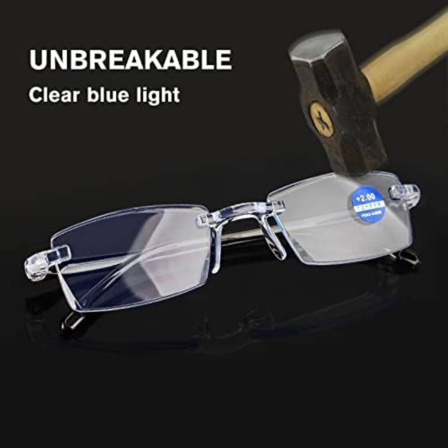 THMT Rectangle Rimless Reading Glasses
