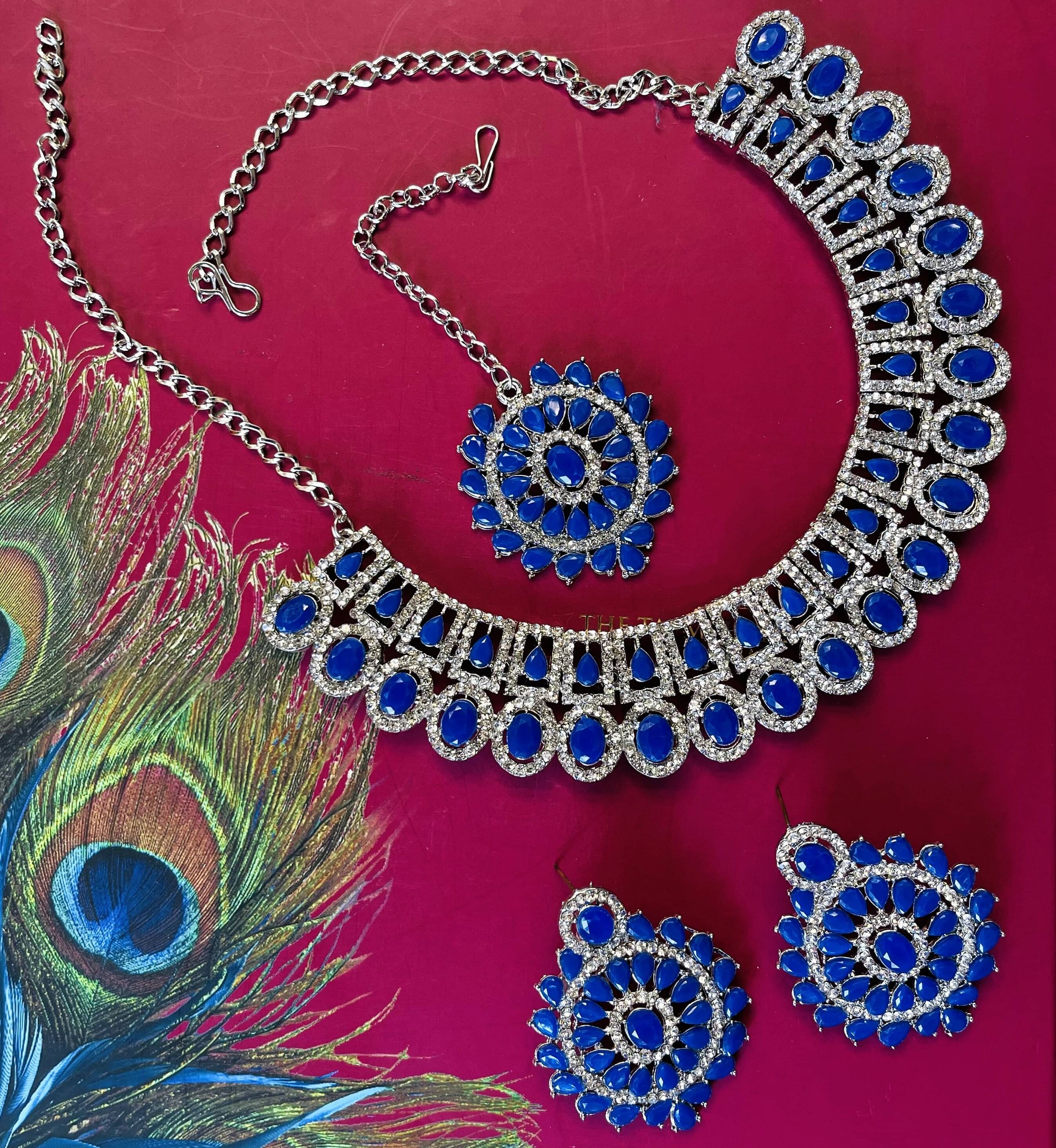     			Vatsalya Creation Blue Alloy Necklace Set ( Pack of 1 )