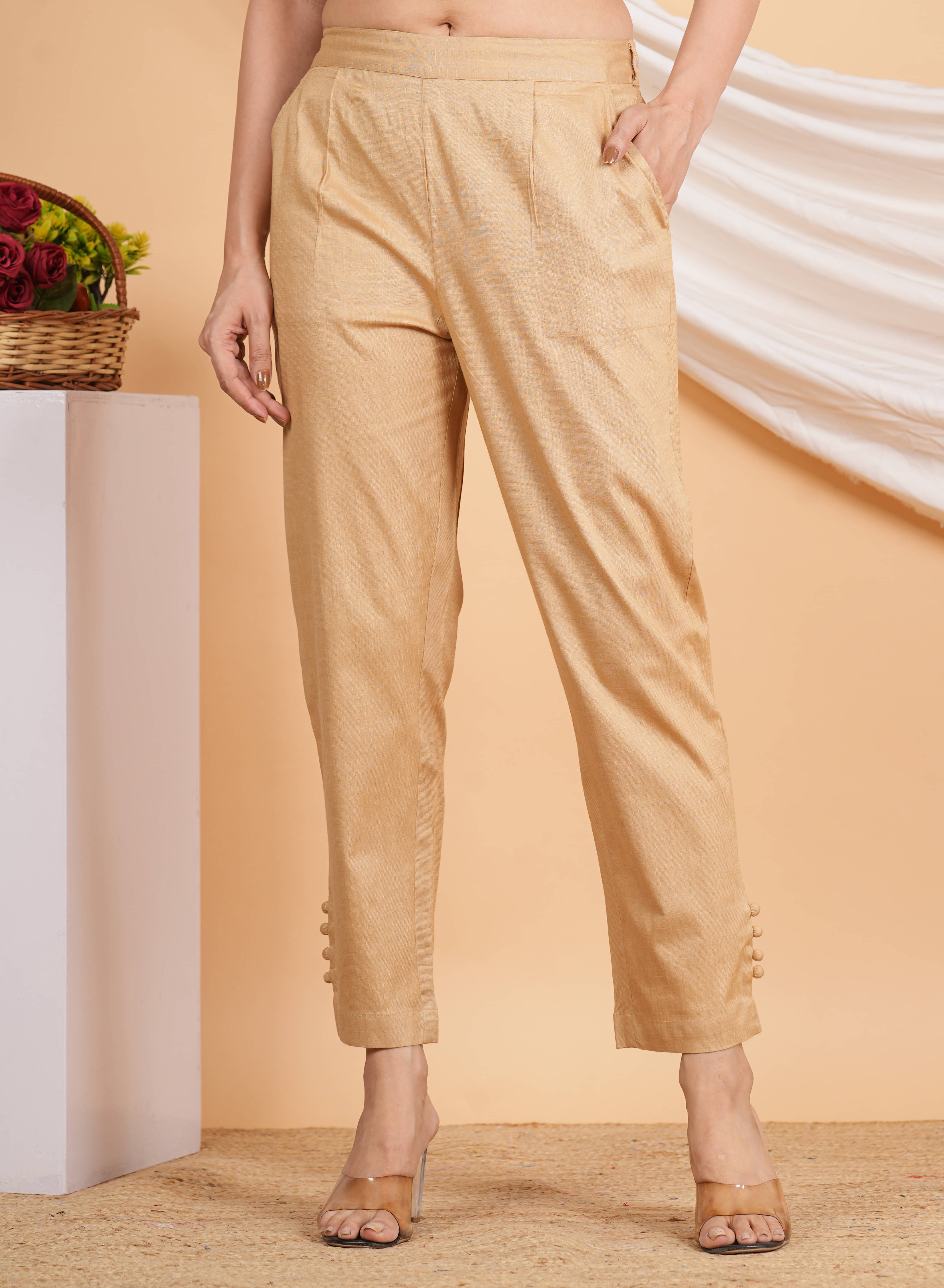     			Yash Gallery Pack of 1 Lycra Regular Women's Formal Pants ( Beige )
