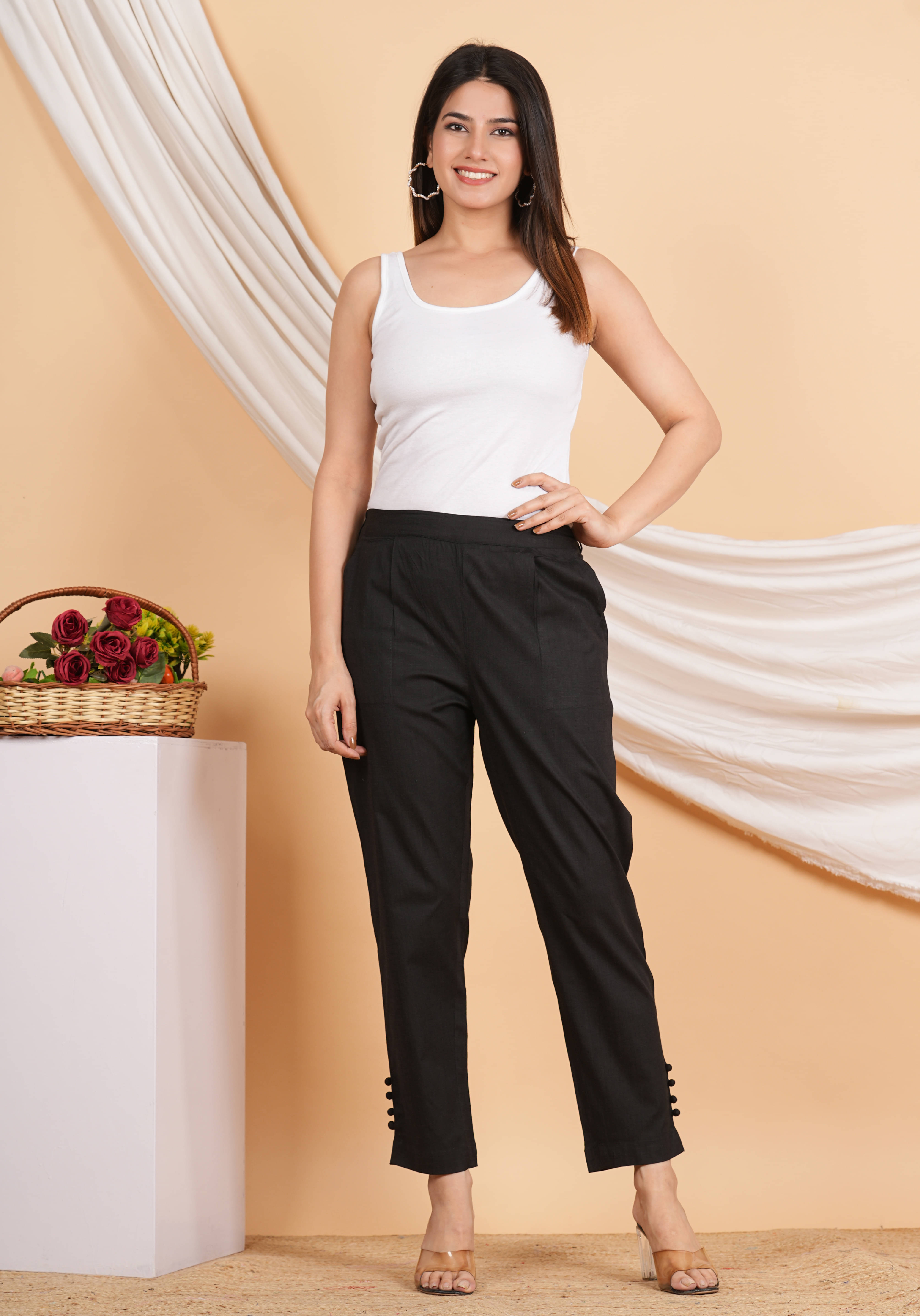     			Yash Gallery Pack of 1 Lycra Regular Women's Formal Pants ( Black )