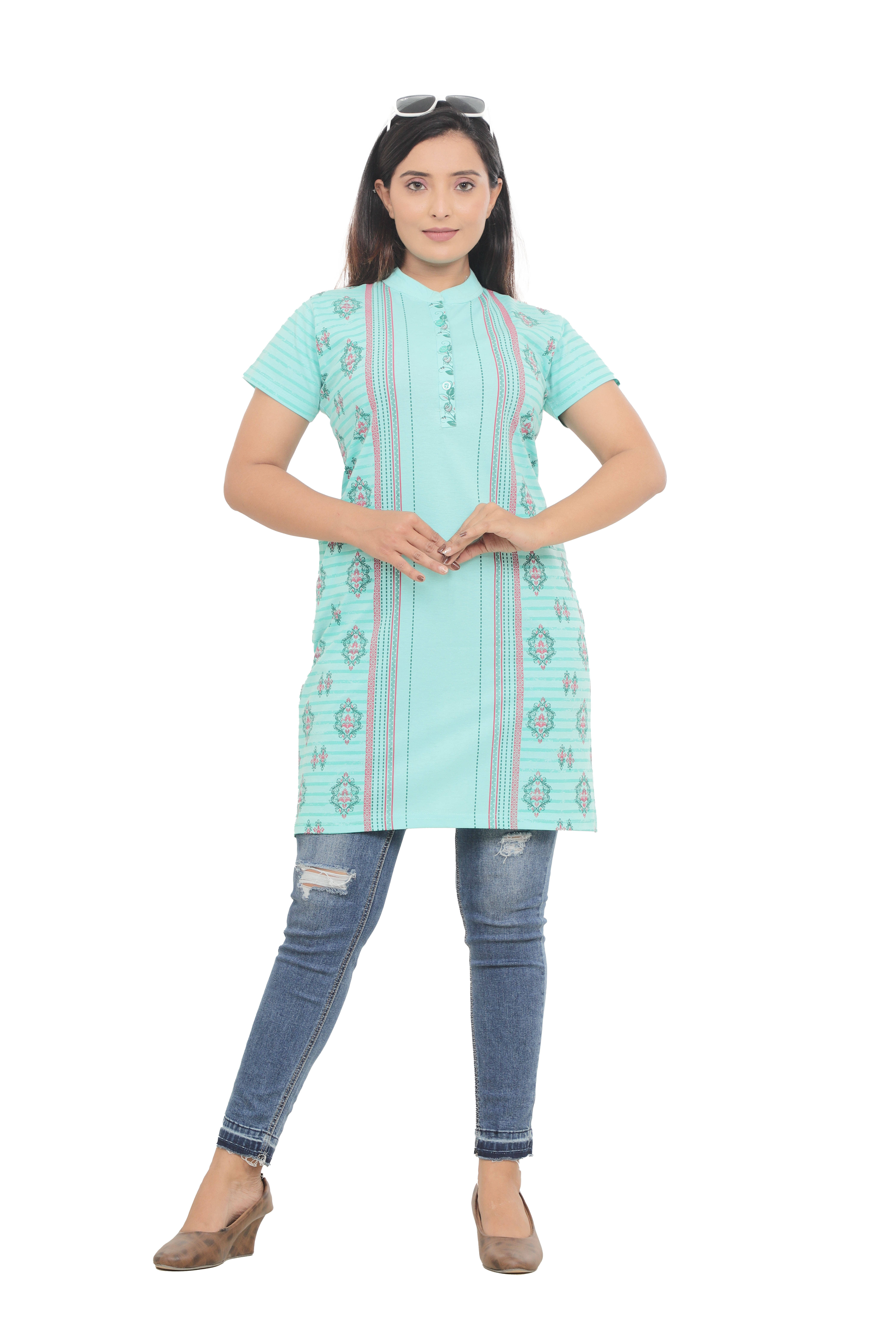 Cotton Blend Short Kurti For Women (Pack of 1) Cotton Blend Short Kurti For Women (Pack of 1)