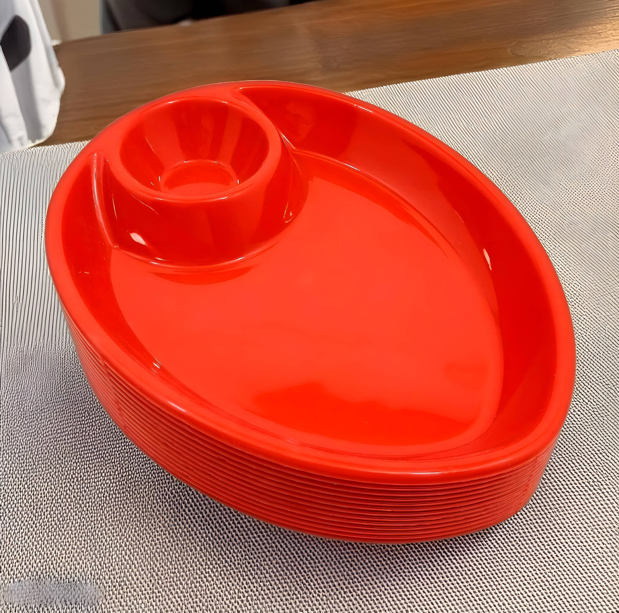 kitchrox 12 Pcs Plastic Red Platter kitchrox 12 Pcs Plastic Red Platter