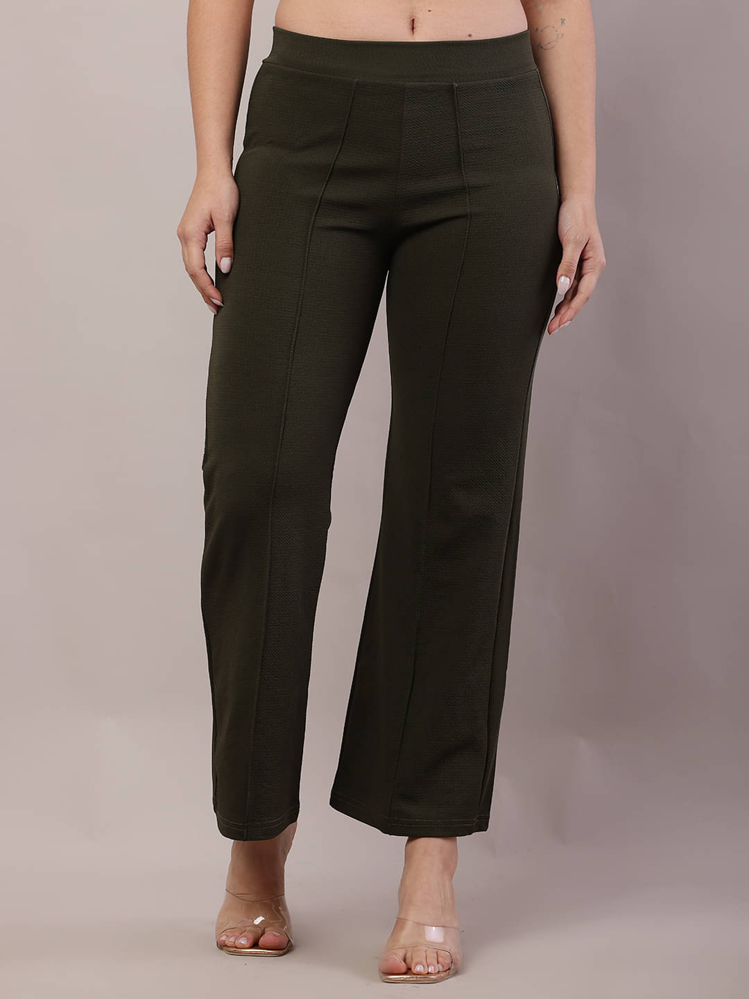     			risemax Pack of 1 Polyester Regular Women's Casual Pants ( Olive )