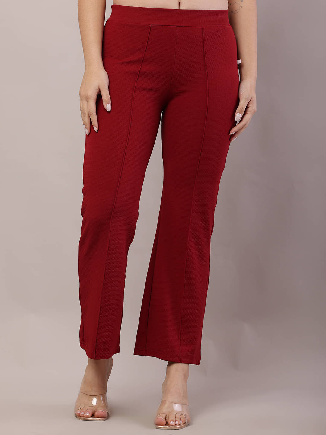     			risemax Pack of 1 Polyester Regular Women's Casual Pants ( Maroon )
