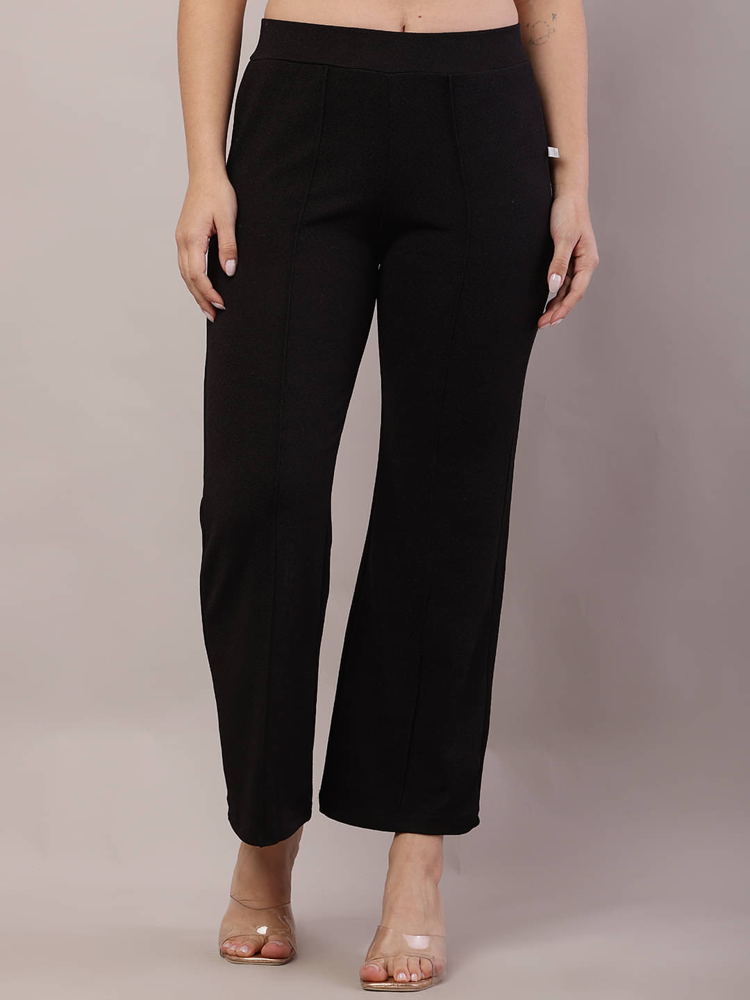     			risemax Pack of 1 Polyester Regular Women's Casual Pants ( Black )