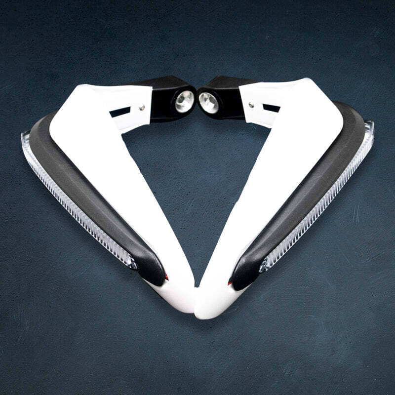     			Autopowerz Universal Motorcycle White Bike Hand guards with Amber Light