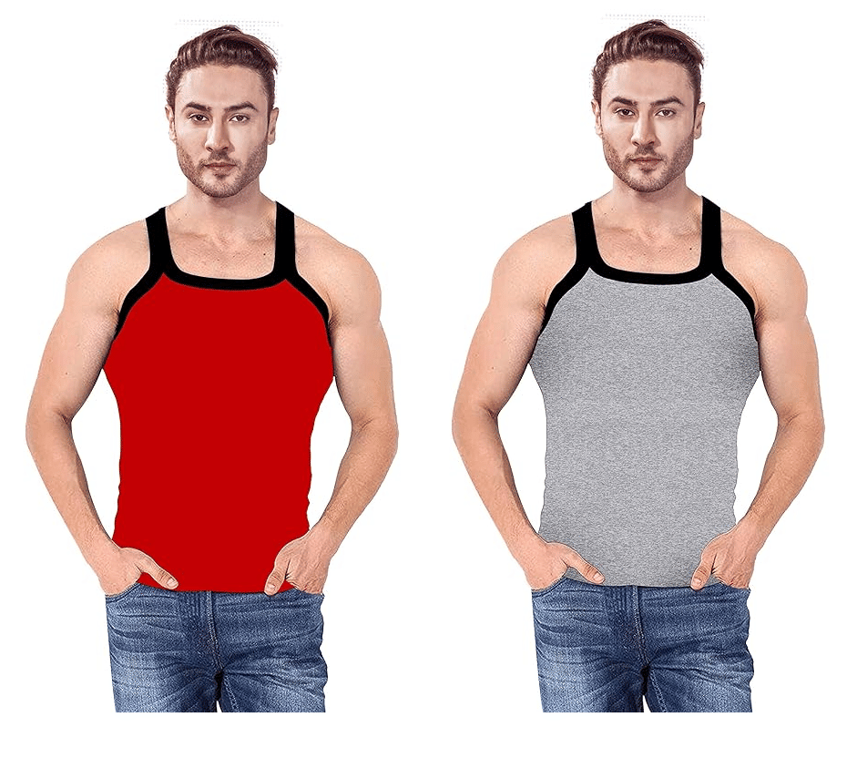     			D1 DIFFERENT ONE Pack of 2 Cotton Gym Vest For Men ( Multicolor )