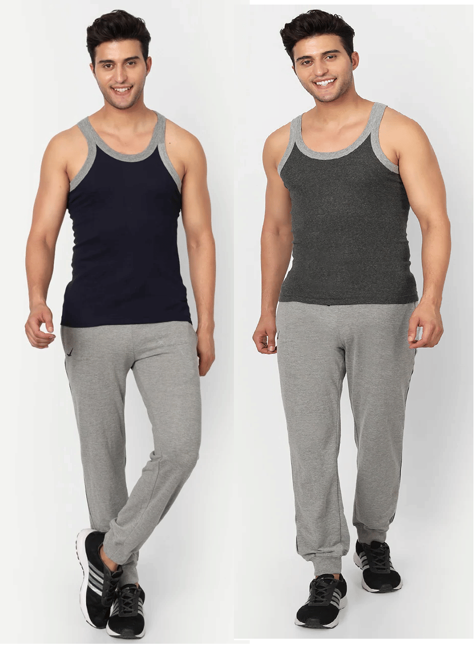 D1 DIFFERENT ONE Pack of 2 Cotton Gym Vest For Men ( Multicolor )     			D1 DIFFERENT ONE Pack of 2 Cotton Gym Vest For Men ( Multicolor )