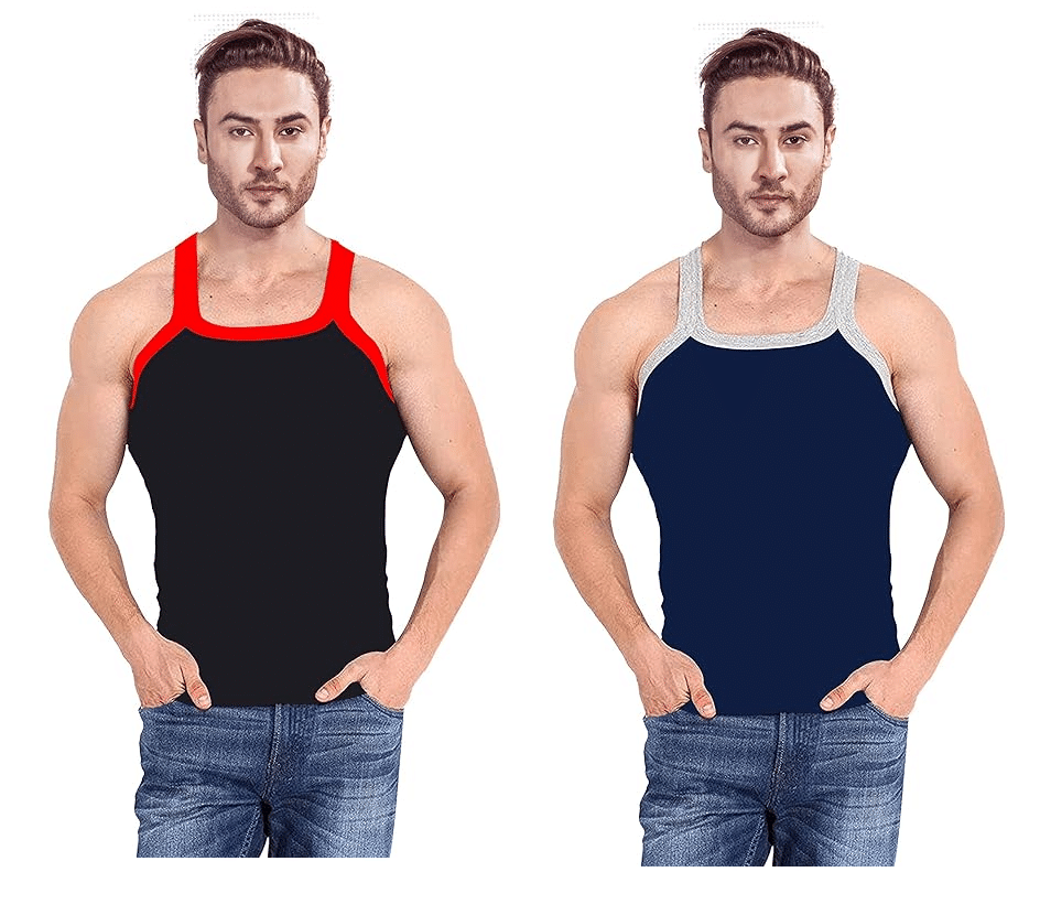     			D1 DIFFERENT ONE Pack of 2 Cotton Gym Vest For Men ( Multicolor )