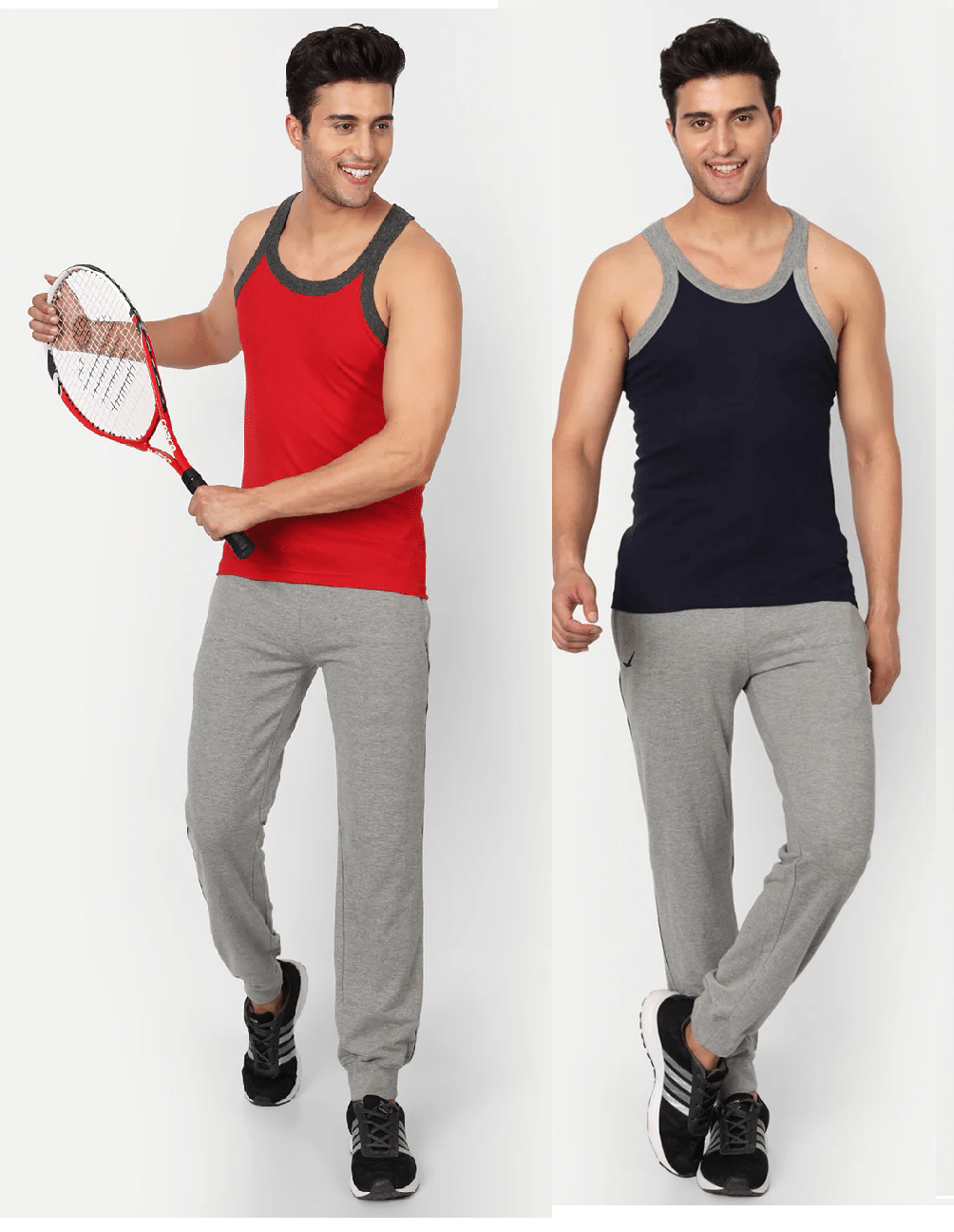     			D1 DIFFERENT ONE Pack of 2 Cotton Gym Vest For Men ( Multicolor )