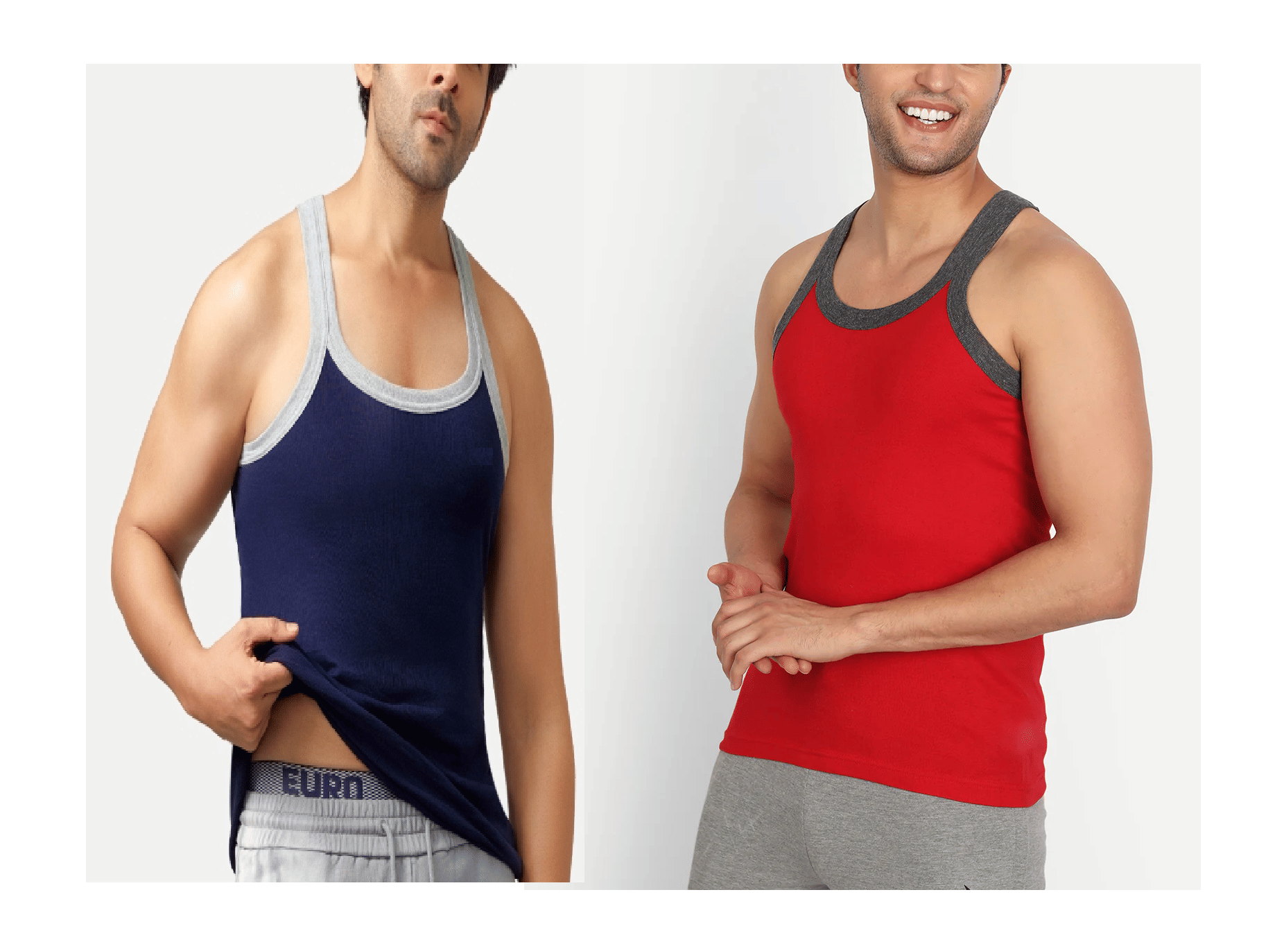     			D1 DIFFERENT ONE Pack of 2 Cotton Gym Vest For Men ( Multicolor )