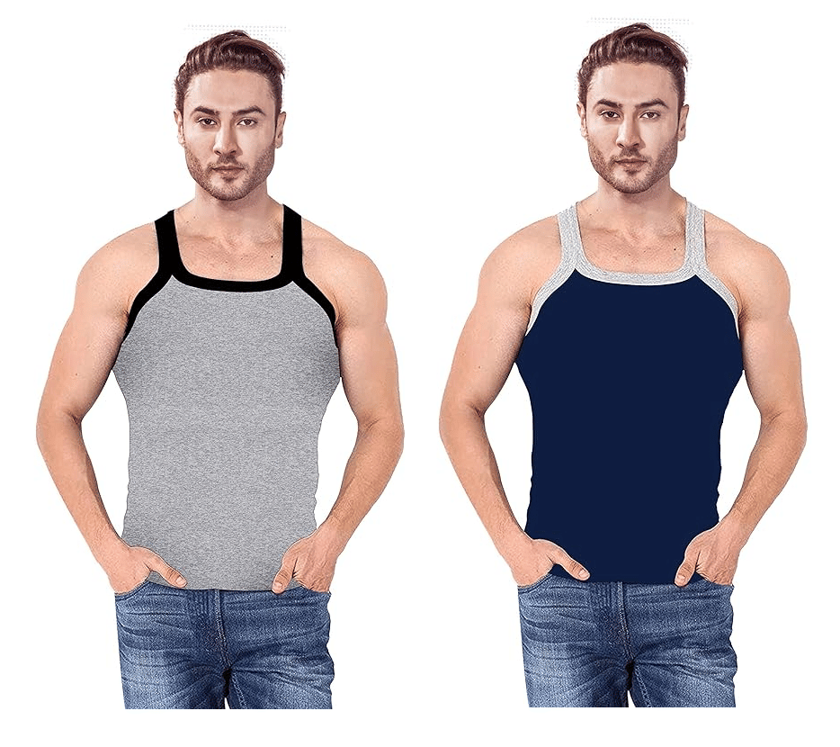     			D1 DIFFERENT ONE Pack of 2 Cotton Gym Vest For Men ( Multicolor )