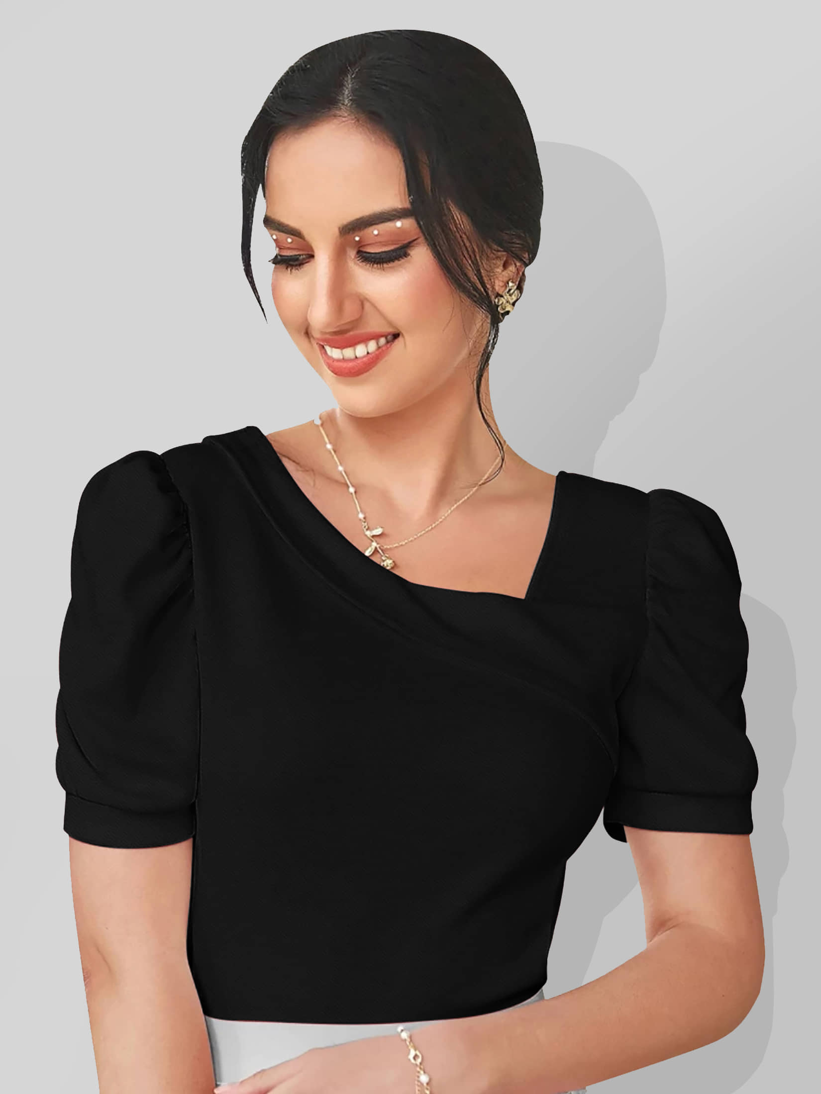 Dream Beauty Fashion Women's Polyester Regular Top ( Black )