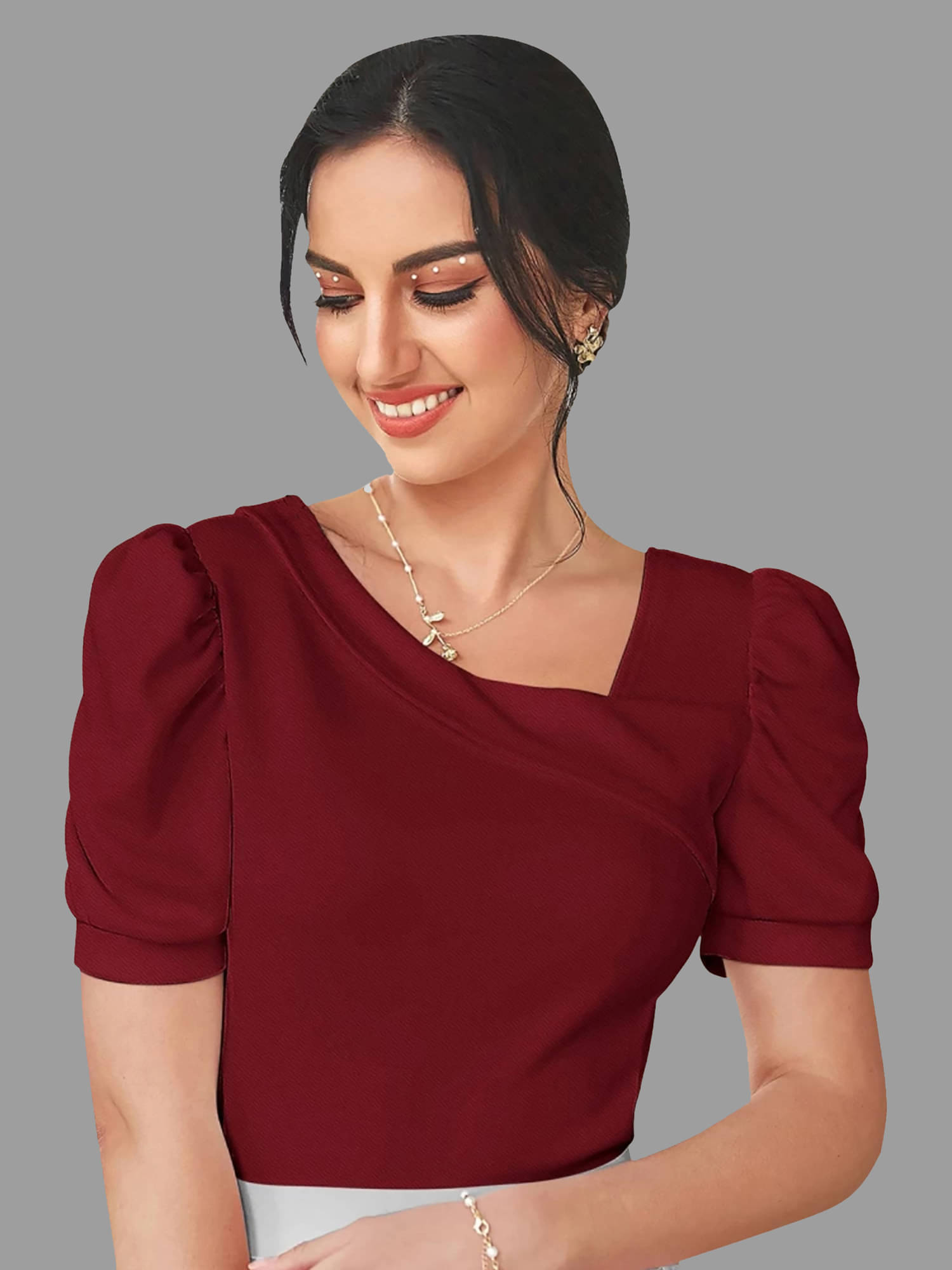 Dream Beauty Fashion Women's Polyester Regular Top ( Maroon ) Dream Beauty Fashion Women's Polyester Regular Top ( Maroon )