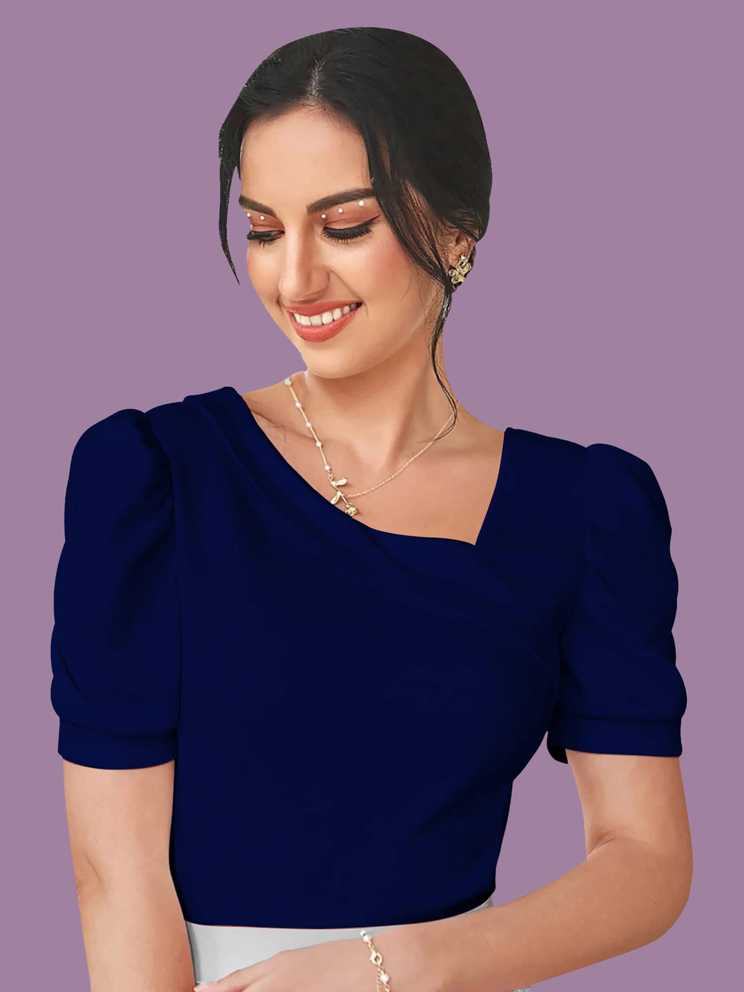 Dream Beauty Fashion Women's Polyester Regular Top ( Navy Blue ) Dream Beauty Fashion Women's Polyester Regular Top ( Navy Blue )