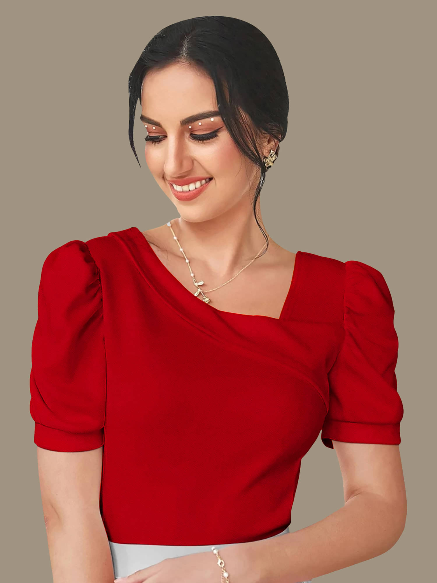 Dream Beauty Fashion Women's Polyester Regular Top ( Red ) Dream Beauty Fashion Women's Polyester Regular Top ( Red )