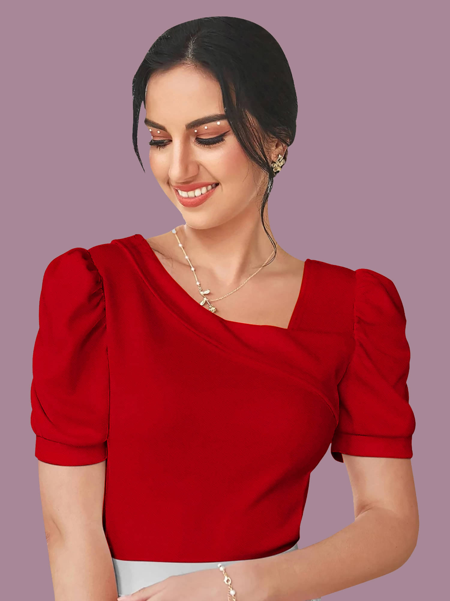 Dream Beauty Fashion Women's Polyester Regular Top ( Red ) Dream Beauty Fashion Women's Polyester Regular Top ( Red )