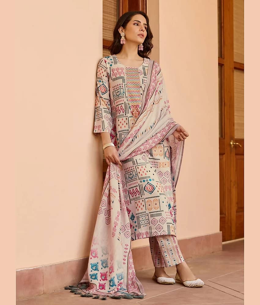 Eeloo Cotton Embroidered Kurti With Pants Women's Stitched Salwar Suit - Multicoloured ( Pack of 1 )