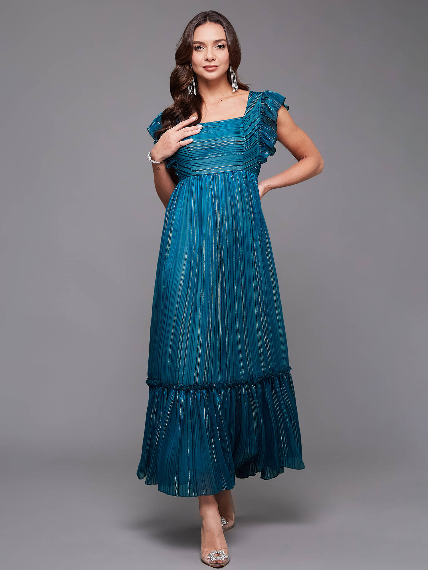     			Miss Chase Women Georgette Embellished Maxi ( Teal )