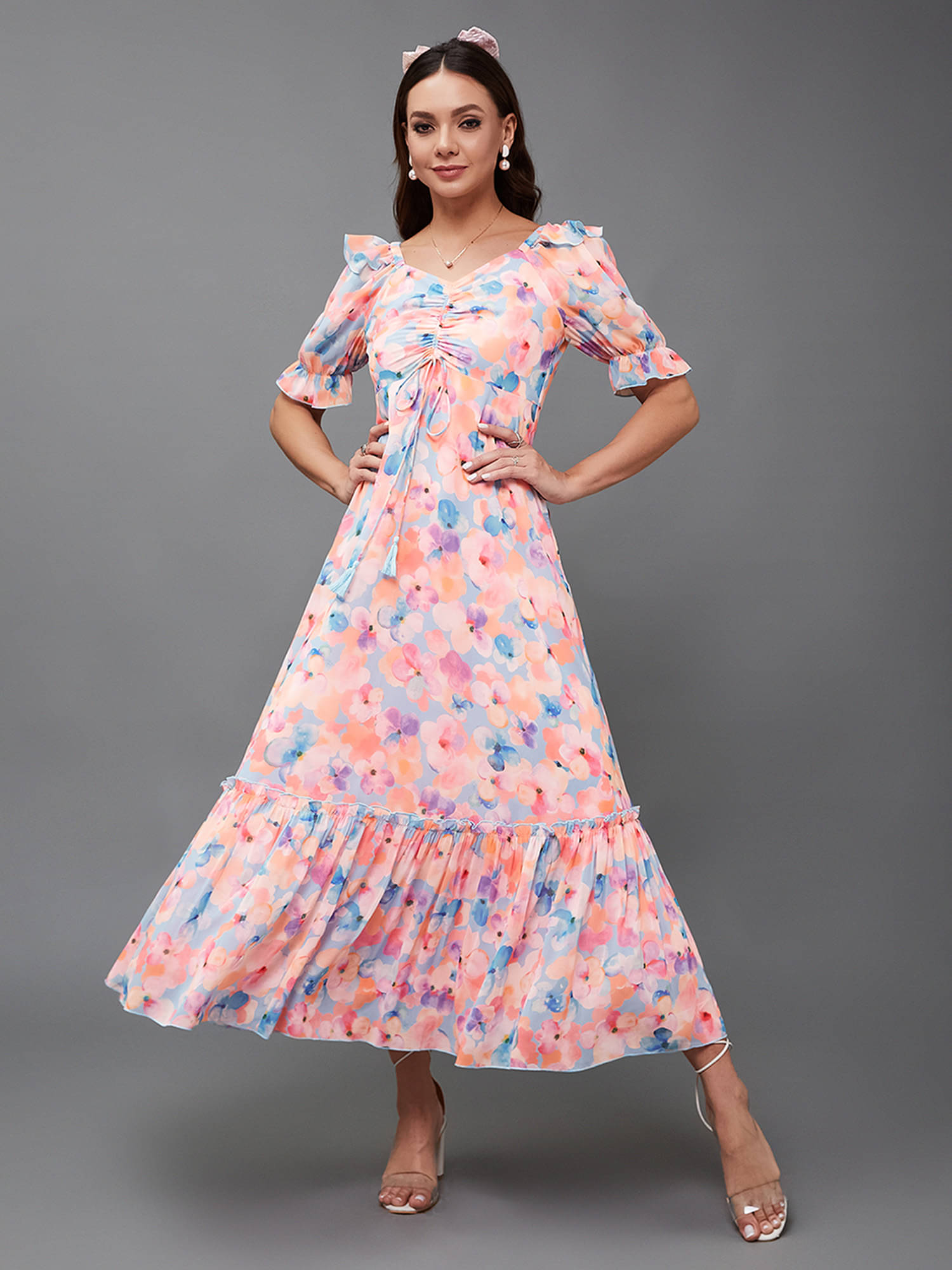     			Miss Chase Women Georgette Printed Maxi ( Multicolor )