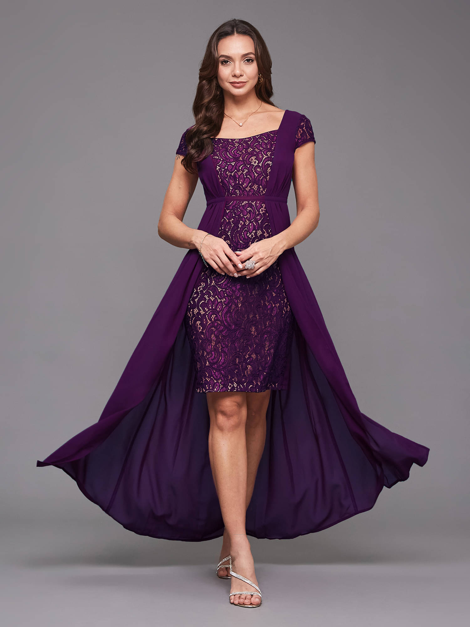 Miss Chase Women Georgette Self Design Maxi ( Purple ) Miss Chase Women Georgette Self Design Maxi ( Purple )