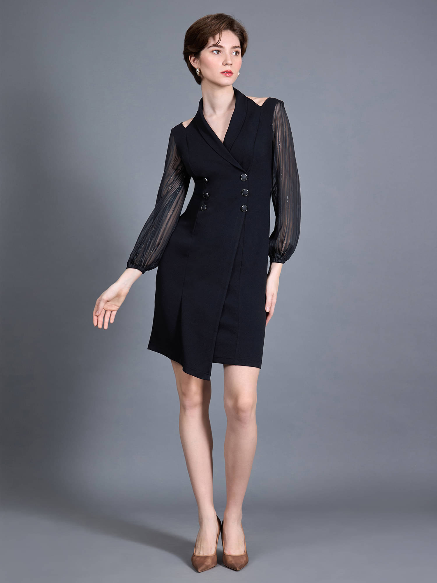 Miss Chase Women Polyester Solid Bodycon Dress ( Black ) Miss Chase Women Polyester Solid Bodycon Dress ( Black )