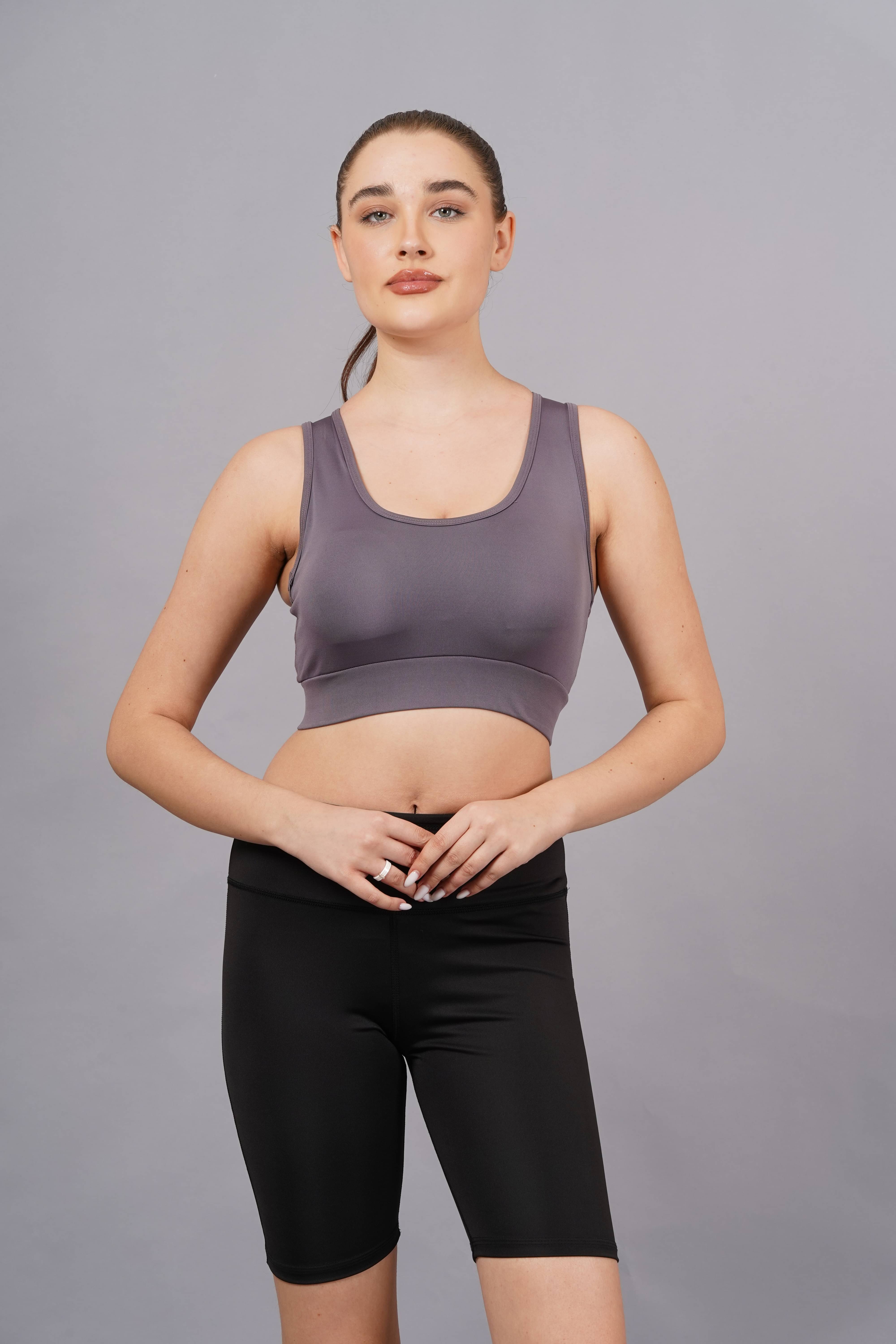 NEVER LOSE Pack of 1 Nylon Heavily Padded Racerback bra For Women ( Light Grey ) NEVER LOSE Pack of 1 Nylon Heavily Padded Racerback bra For Women ( Light Grey )