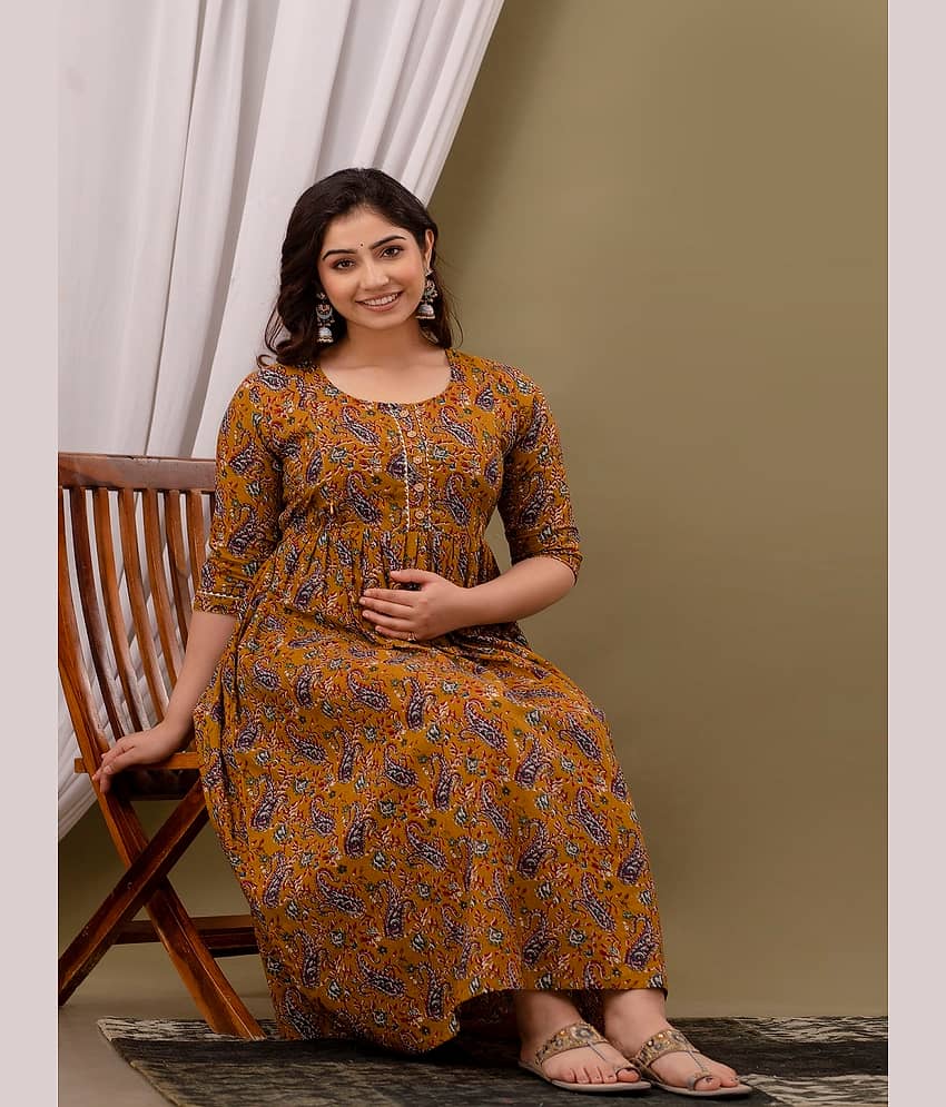 Nevisha Style Brown Cotton Maternity Kurta Single - Kurtis, Tunics | Buy online on ZillyBuy