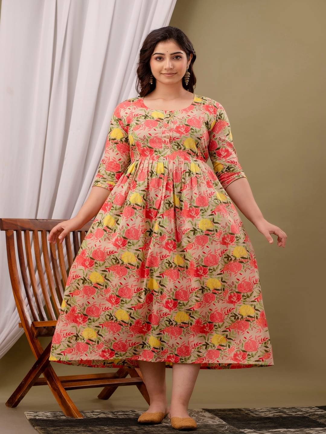     			Nevisha Style Multi Color Cotton Maternity Kurta Single