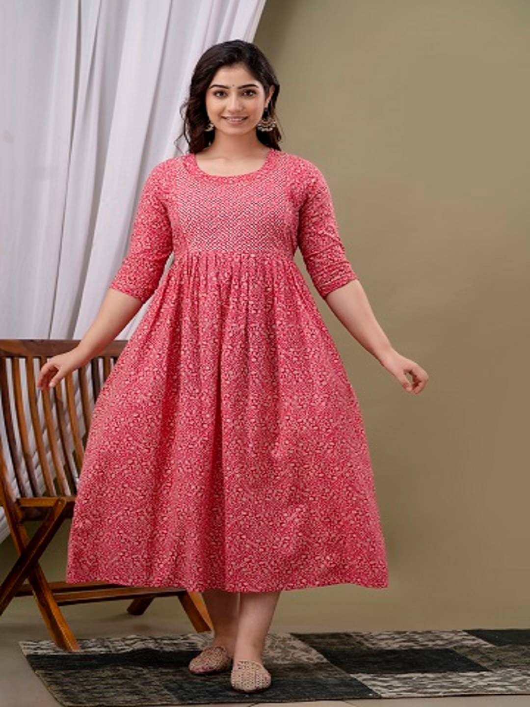 Nevisha Style Red Cotton Maternity Kurta Single     			Nevisha Style Red Cotton Maternity Kurta Single