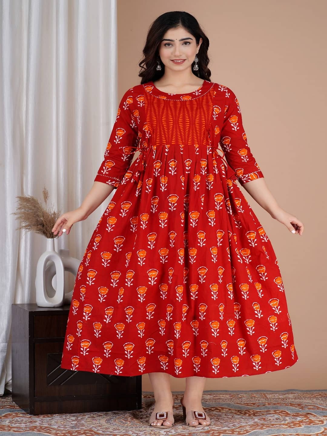 Nevisha Style Red Cotton Maternity Kurta Single - Kurtis, Tunics | Buy online on ZillyBuy