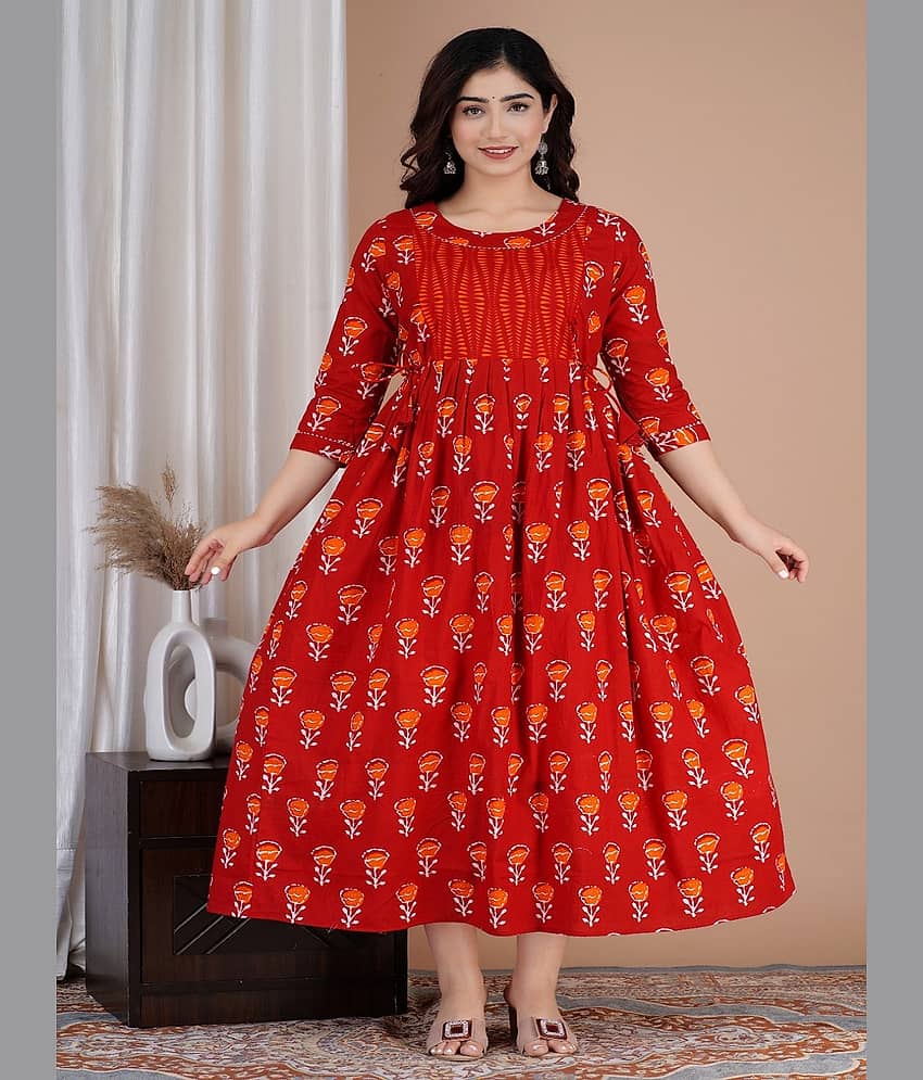 Nevisha Style Red Cotton Maternity Kurta Single - Kurtis, Tunics | Buy online on ZillyBuy