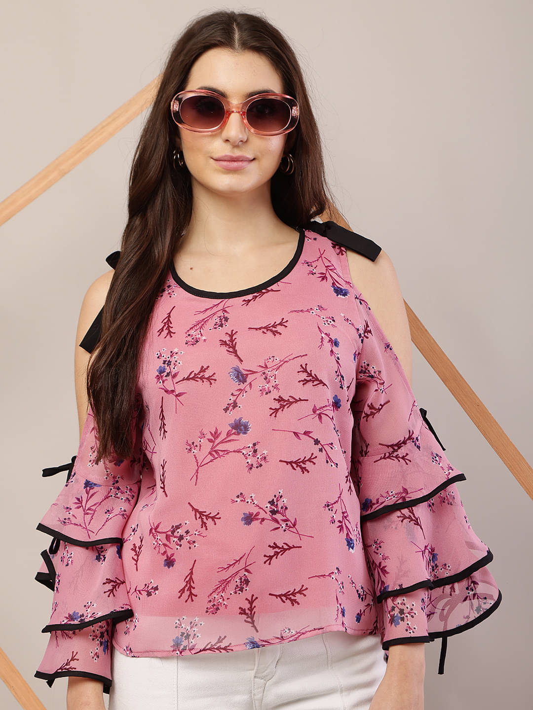     			RC NEOEN Women's Georgette Regular Top ( Pink )
