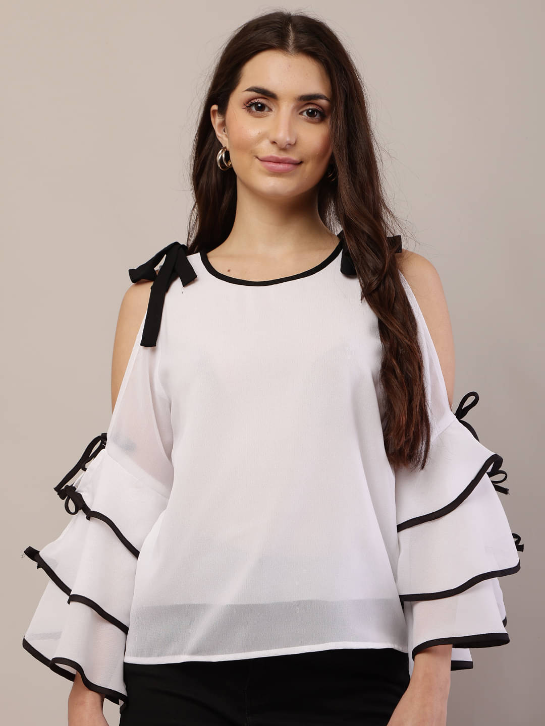     			RC NEOEN Women's Georgette Regular Top ( White )