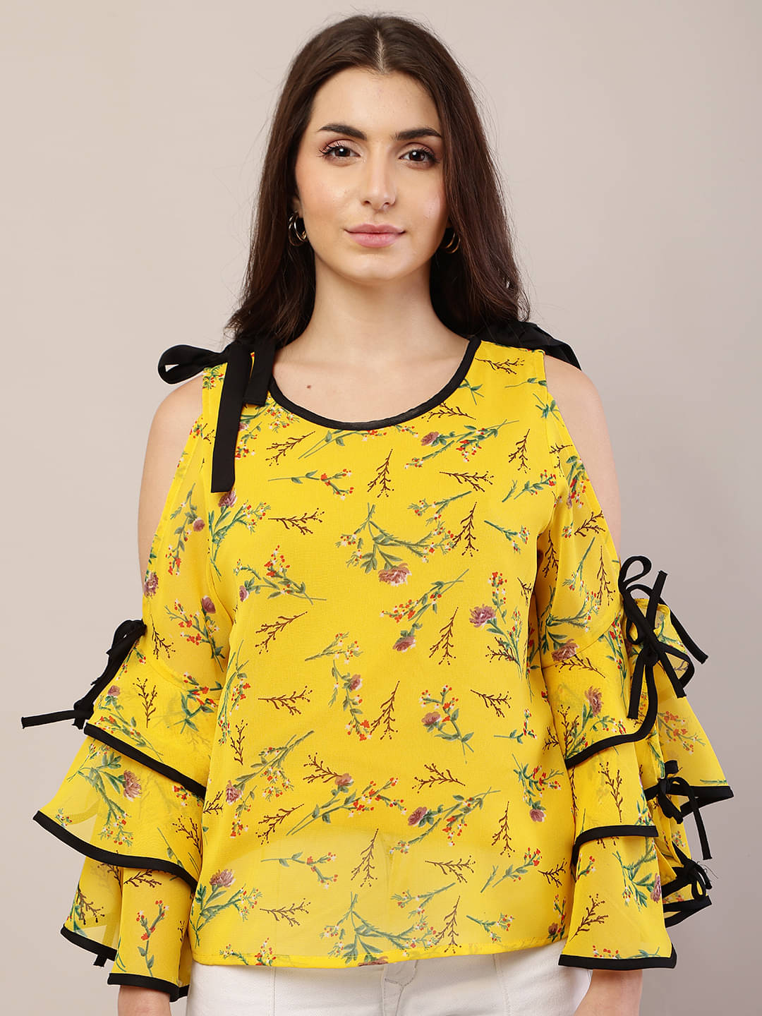     			RC NEOEN Women's Georgette Regular Top ( Yellow )