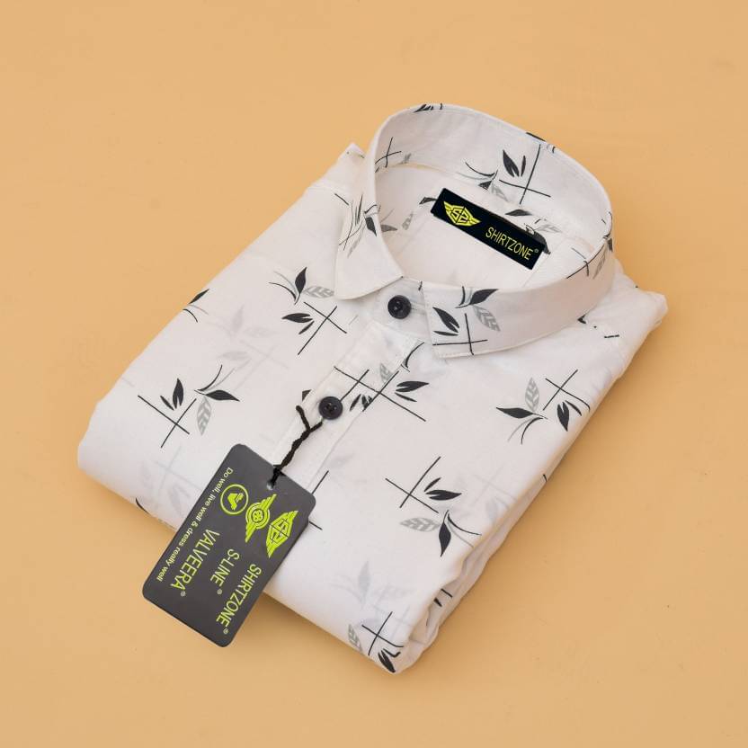     			S-LINE 100% Cotton Slim Fit Printed Full Sleeves Men's Casual Shirt - White ( Pack of 1 )