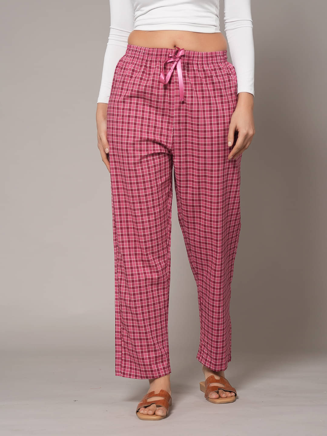     			STYLE SHOES Pack of 1 Cotton Regular Women's Casual Pants ( Pink,Maroon )