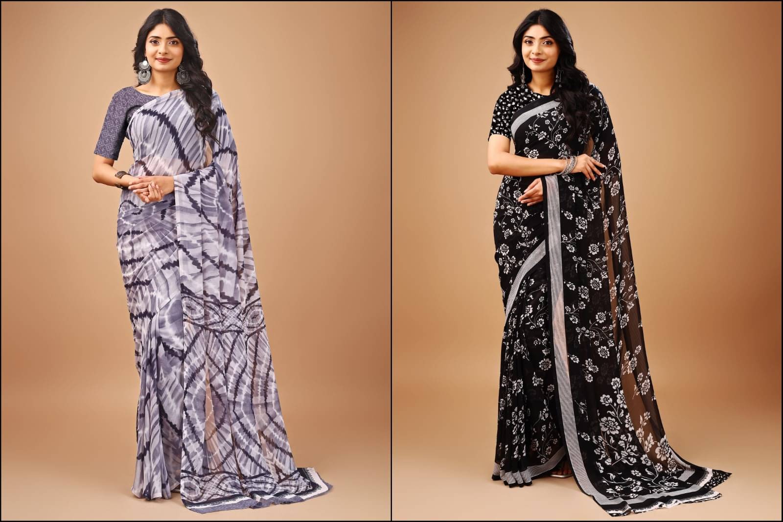 Vibhagyaa Chiffon Printed Saree With Unstitched Blouse Piece ( Multicolor ) Vibhagyaa Chiffon Printed Saree With Unstitched Blouse Piece ( Multicolor )