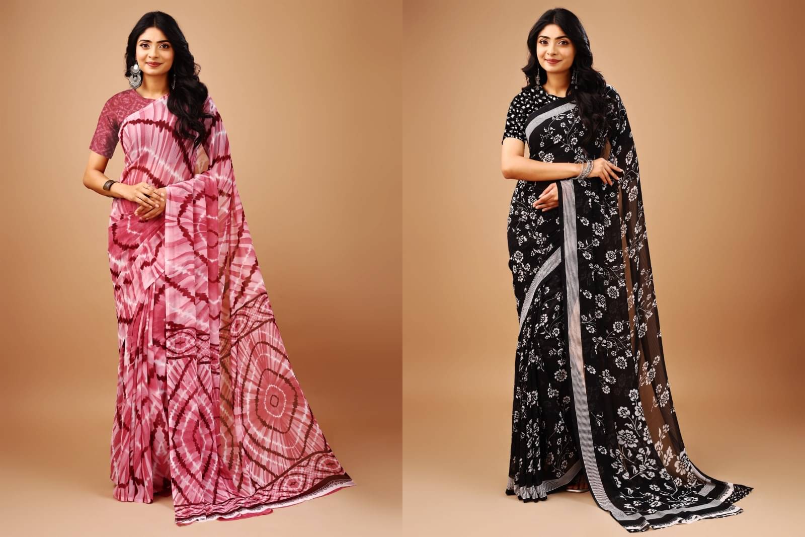     			Vibhagyaa Chiffon Printed Saree With Unstitched Blouse Piece ( Multicolor )