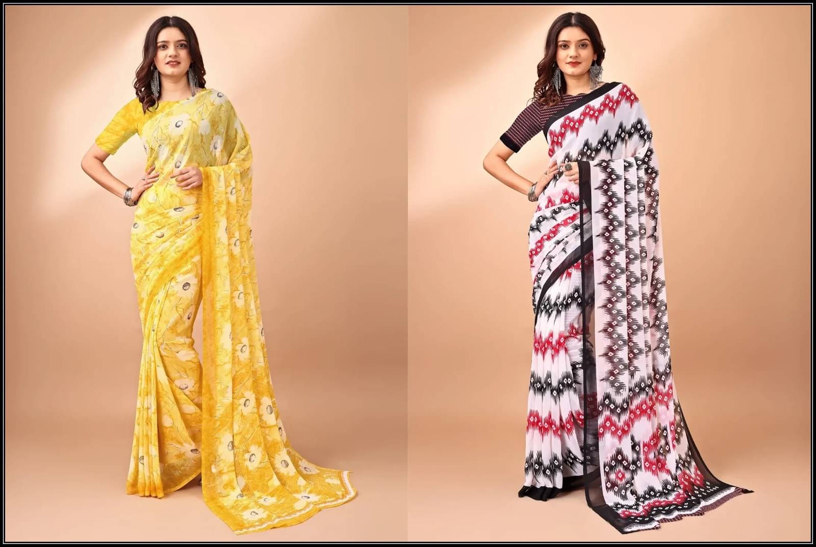 Vibhagyaa Chiffon Printed Saree With Unstitched Blouse Piece ( Multicolor ) Vibhagyaa Chiffon Printed Saree With Unstitched Blouse Piece ( Multicolor )