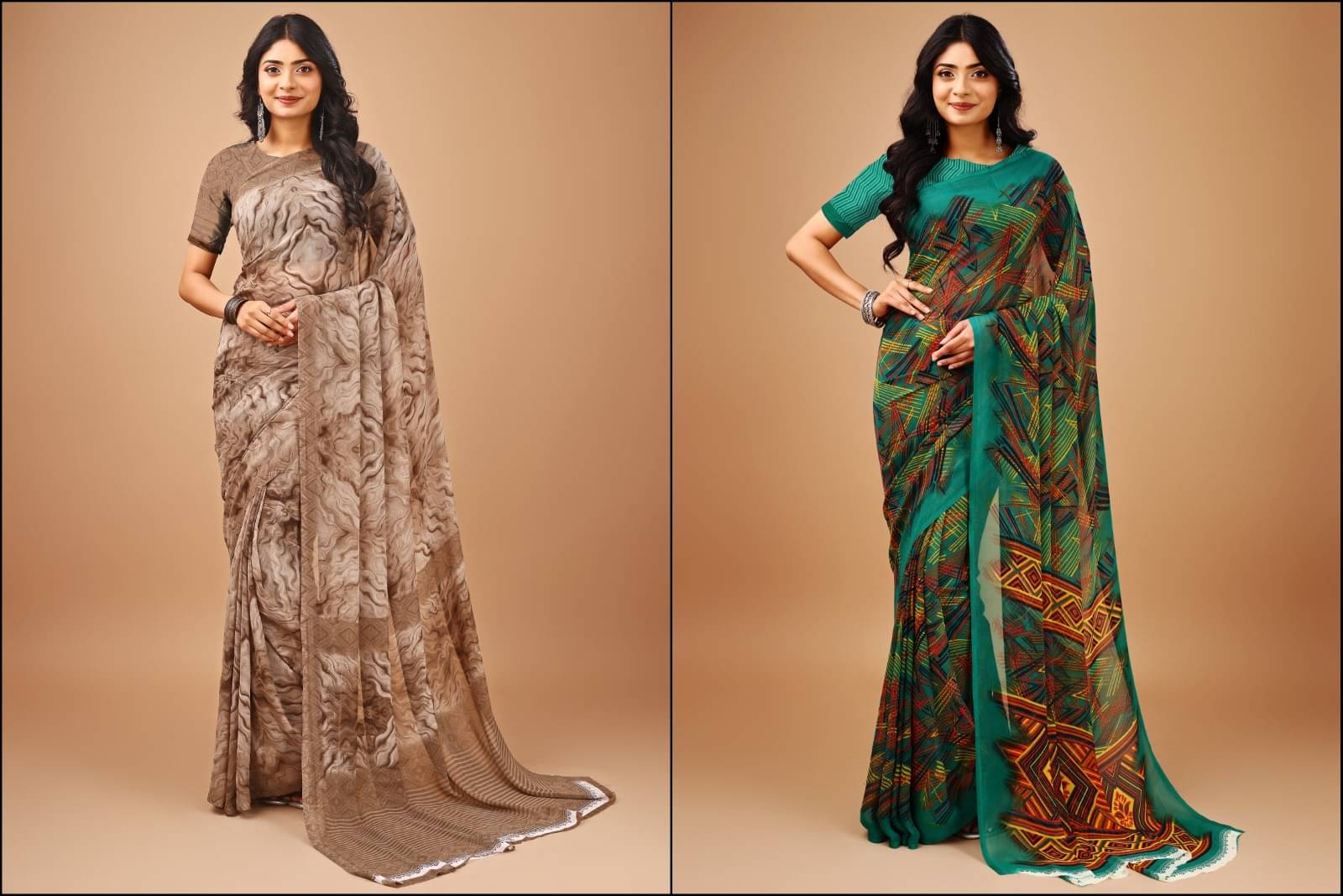 Vibhagyaa Chiffon Printed Saree With Unstitched Blouse Piece ( Multicolor )     			Vibhagyaa Chiffon Printed Saree With Unstitched Blouse Piece ( Multicolor )