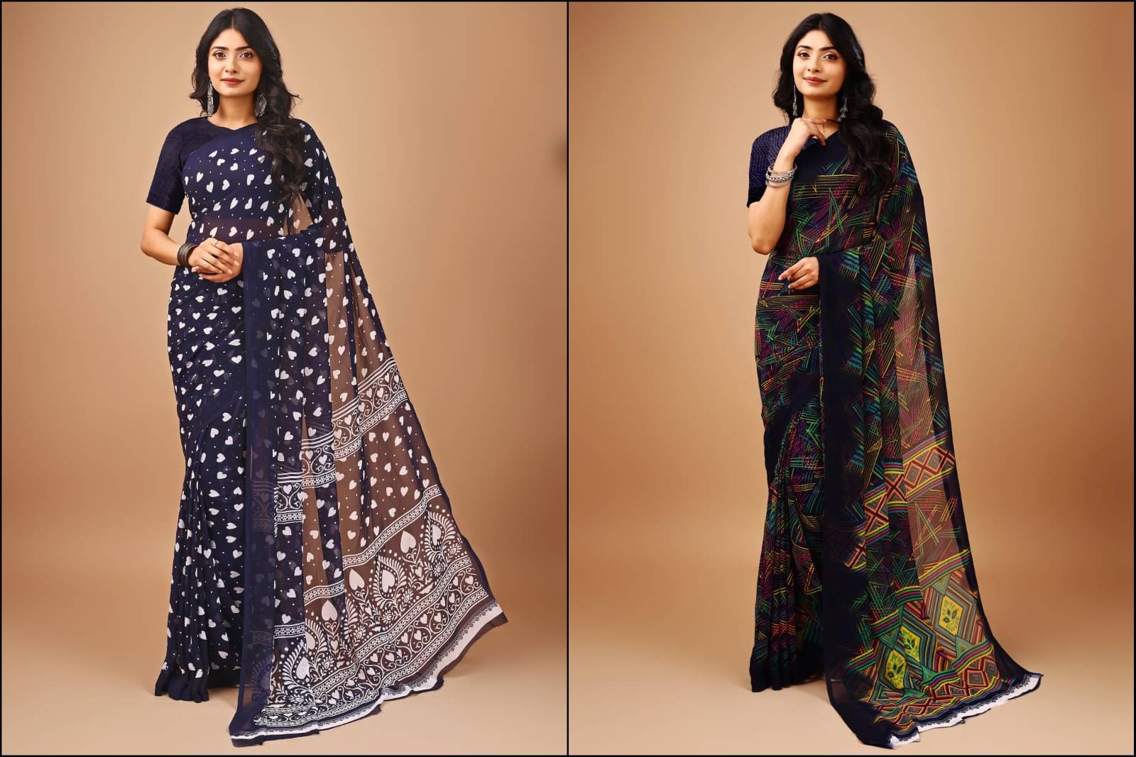 Vibhagyaa Chiffon Printed Saree With Unstitched Blouse Piece ( Multicolor ) Vibhagyaa Chiffon Printed Saree With Unstitched Blouse Piece ( Multicolor )