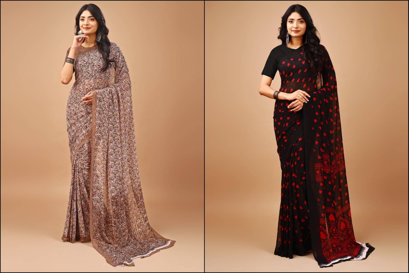     			Vibhagyaa Chiffon Printed Saree With Unstitched Blouse Piece ( Multicolor )