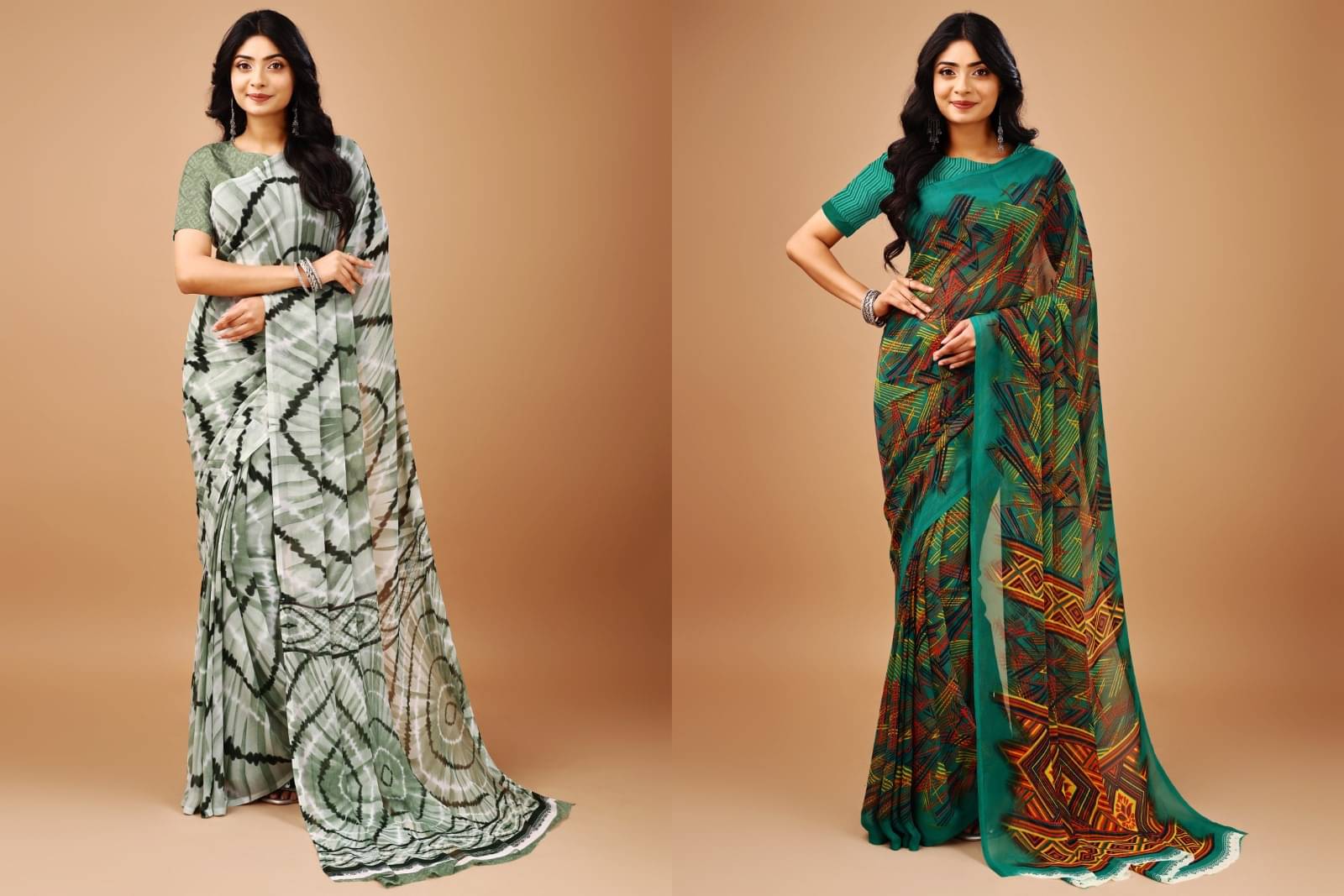 Vibhagyaa Chiffon Printed Saree With Unstitched Blouse Piece ( Multicolor ) Vibhagyaa Chiffon Printed Saree With Unstitched Blouse Piece ( Multicolor )
