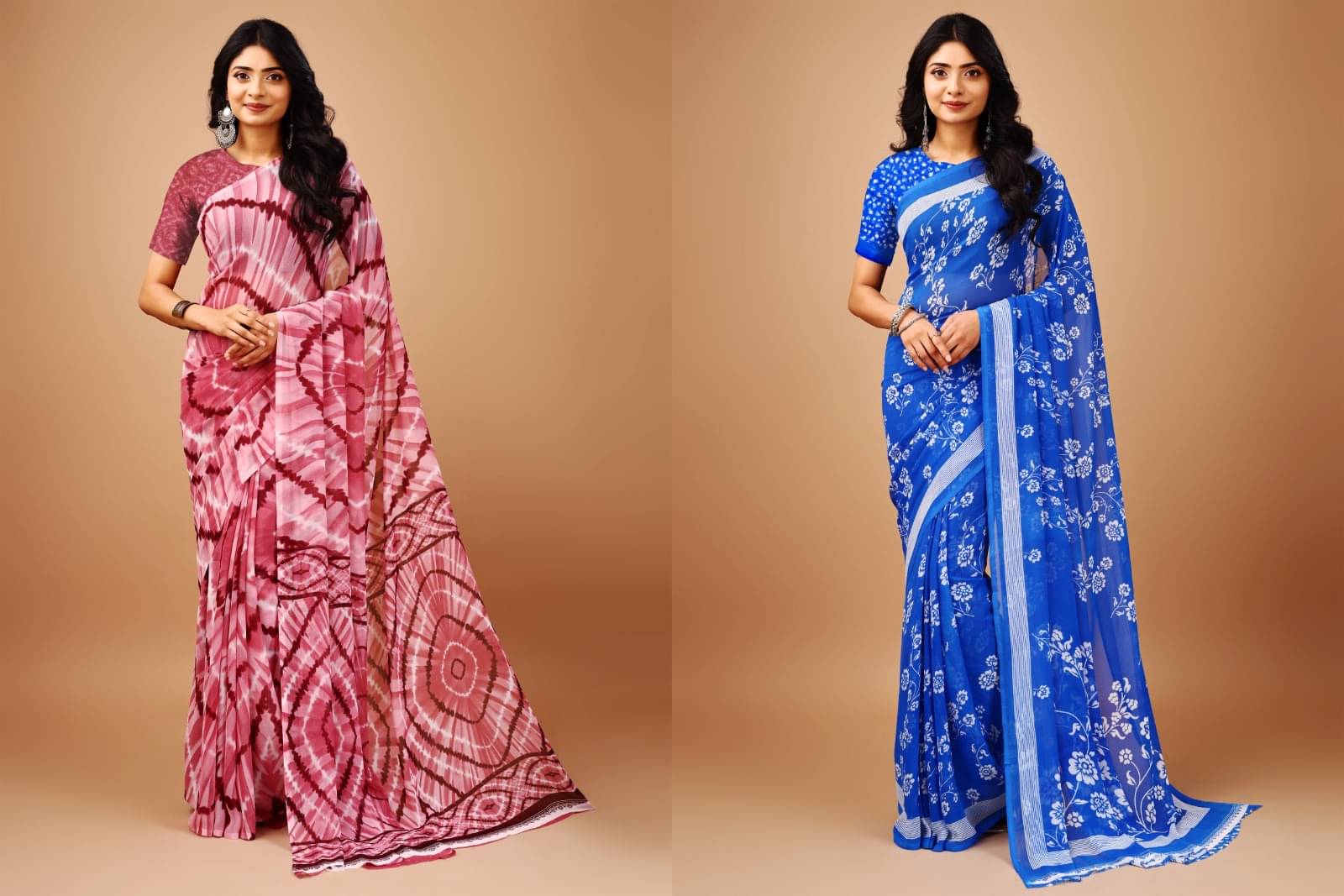 Vibhagyaa Chiffon Printed Saree With Unstitched Blouse Piece ( Multicolor ) Vibhagyaa Chiffon Printed Saree With Unstitched Blouse Piece ( Multicolor )