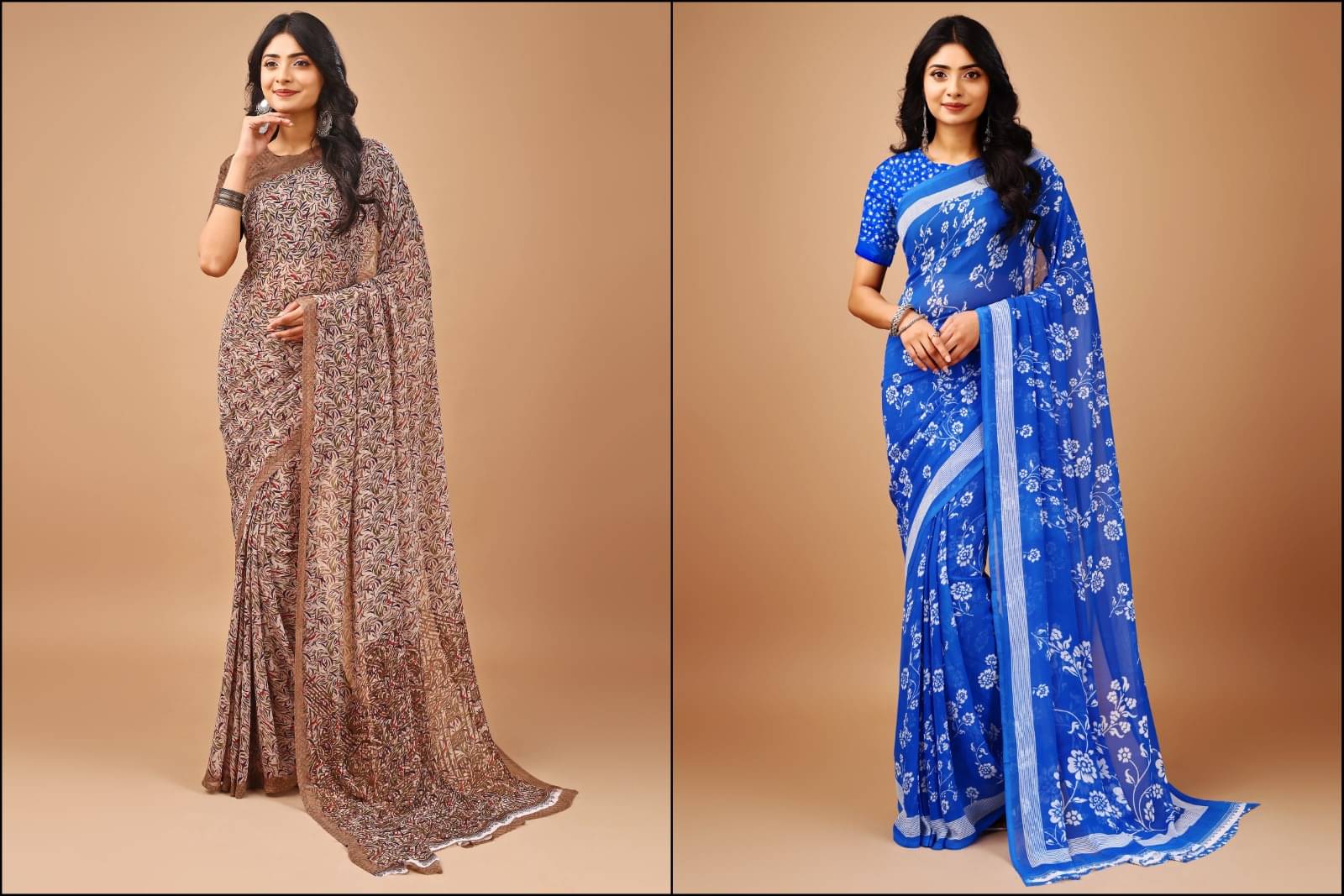 Vibhagyaa Chiffon Printed Saree With Unstitched Blouse Piece ( Multicolor ) Vibhagyaa Chiffon Printed Saree With Unstitched Blouse Piece ( Multicolor )