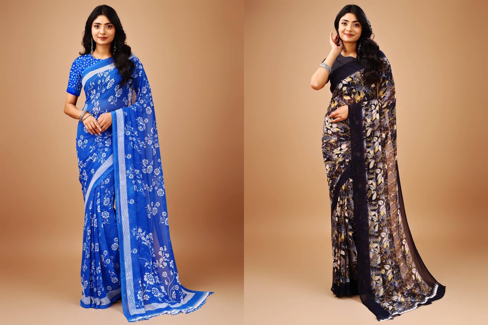 Vibhagyaa Chiffon Printed Saree With Unstitched Blouse Piece ( Multicolor ) Vibhagyaa Chiffon Printed Saree With Unstitched Blouse Piece ( Multicolor )