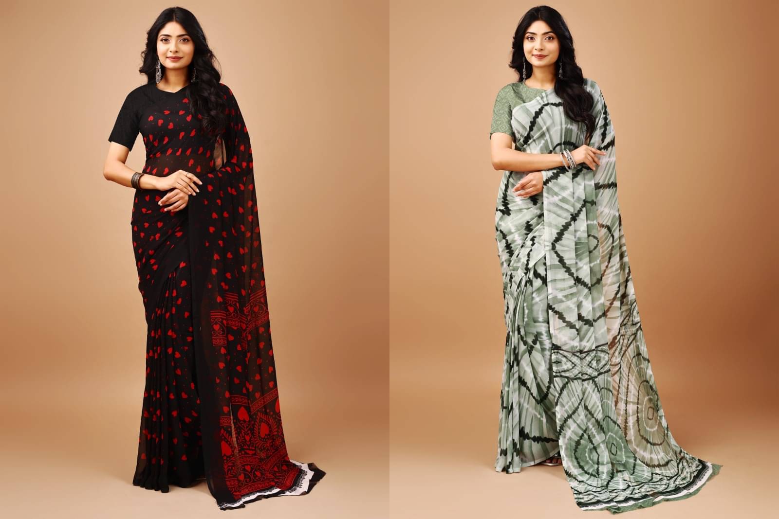     			Vibhagyaa Chiffon Printed Saree With Unstitched Blouse Piece ( Multicolor )