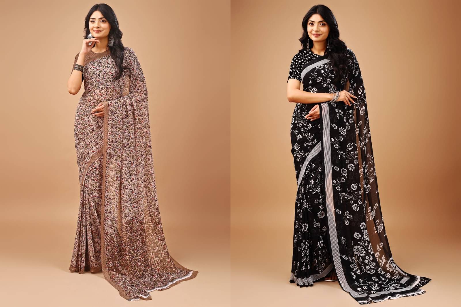     			Vibhagyaa Chiffon Printed Saree With Unstitched Blouse Piece ( Multicolor )